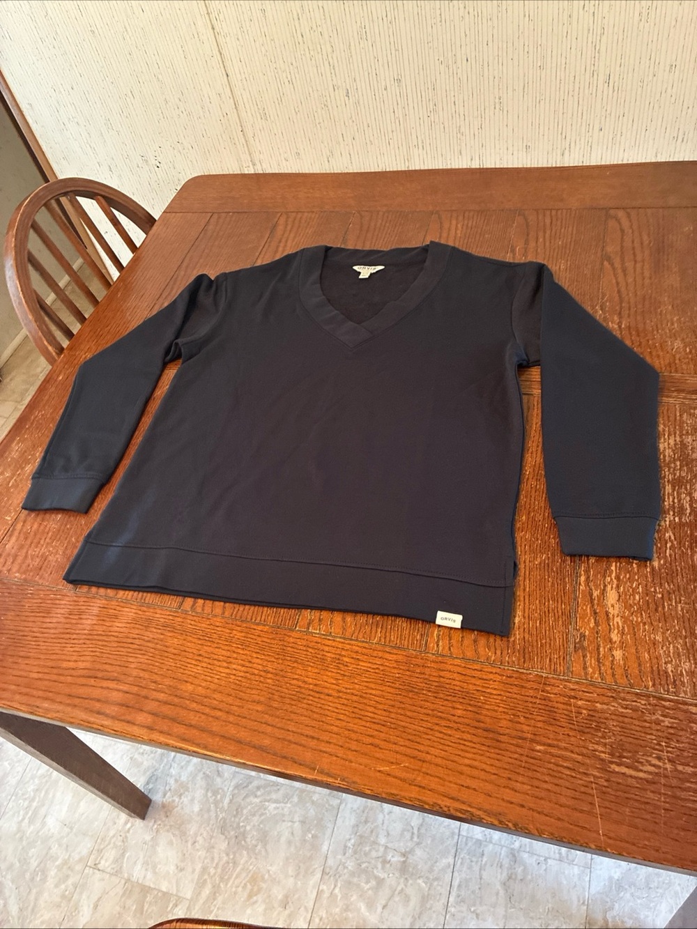 Orvis  V-Neck Sweatshirt Men's S Black Pullover Modal Blend Long Sleeve